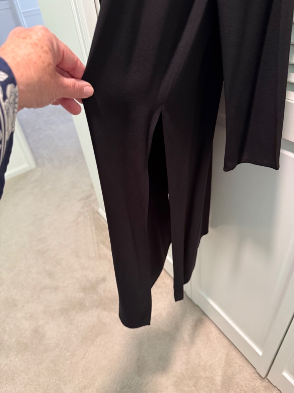 Black Eileen Fisher Silk Georgette Tunic Dress with Side Slits - Picture 5 of 8